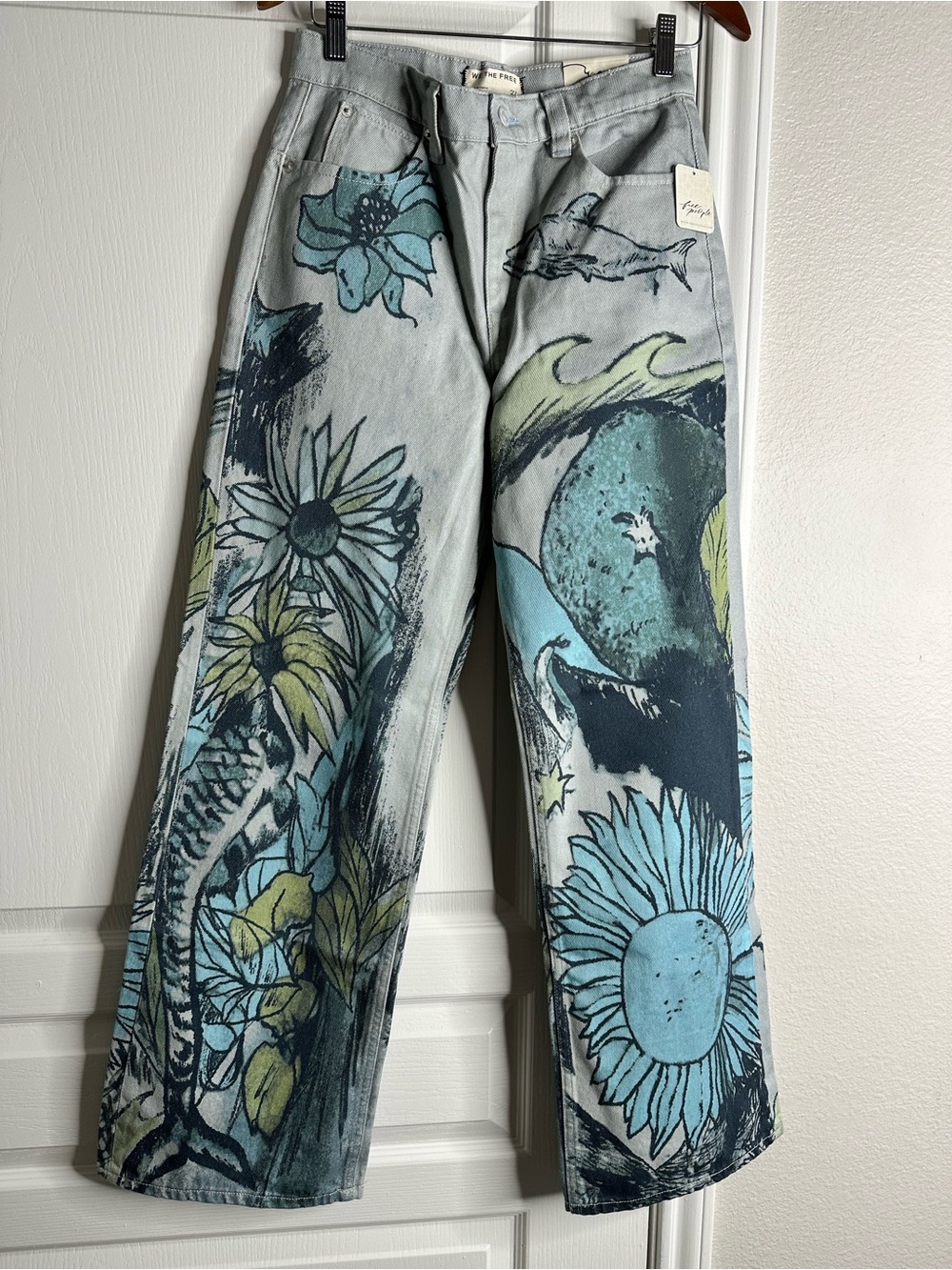 Free People We The Free Tinsley Printed Jeans NWT - Picture 2 of 5